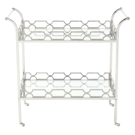 Metal Bar Cart with 2 Glass Shelves